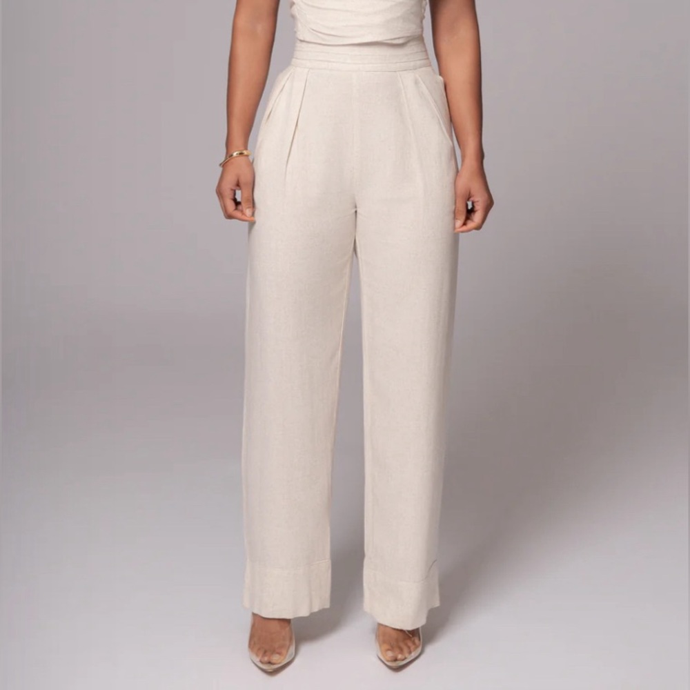 JLUXLABEL NWT Ivory Linen Pants Size M